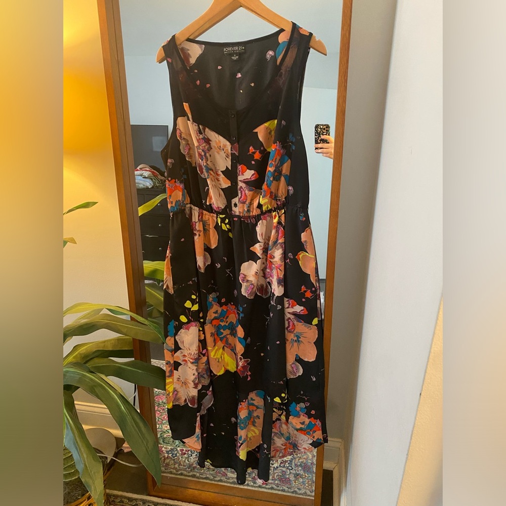1X Black and Floral High Low Dress from Forever 21
